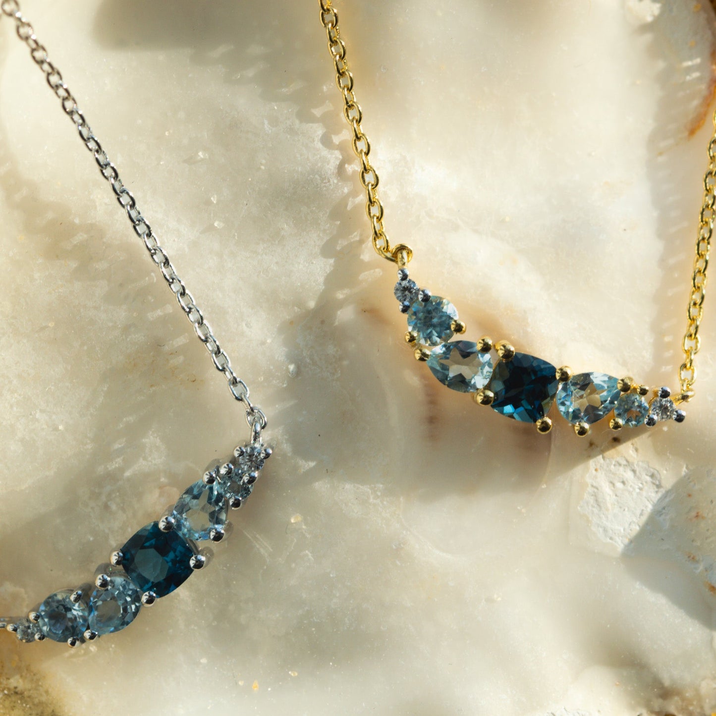Elegant Topaz Cluster Gold Necklace - Zaria