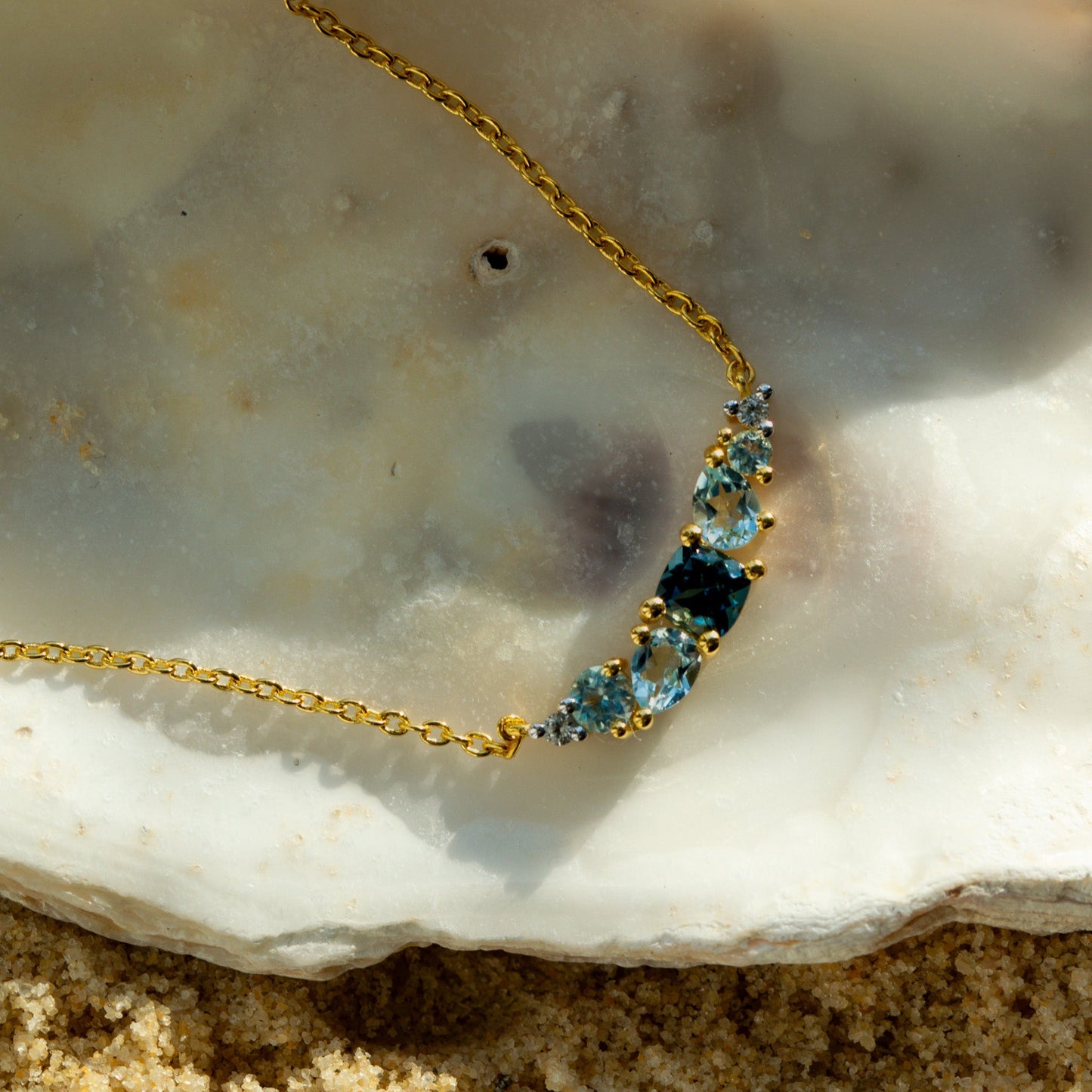 Elegant Topaz Cluster Gold Necklace - Zaria