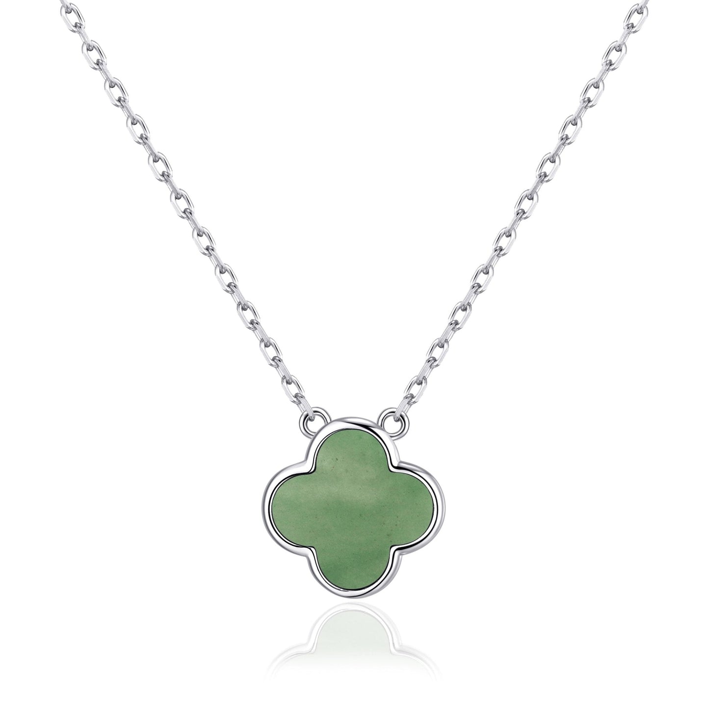 Green Aventurine Gemstone Clover Necklace