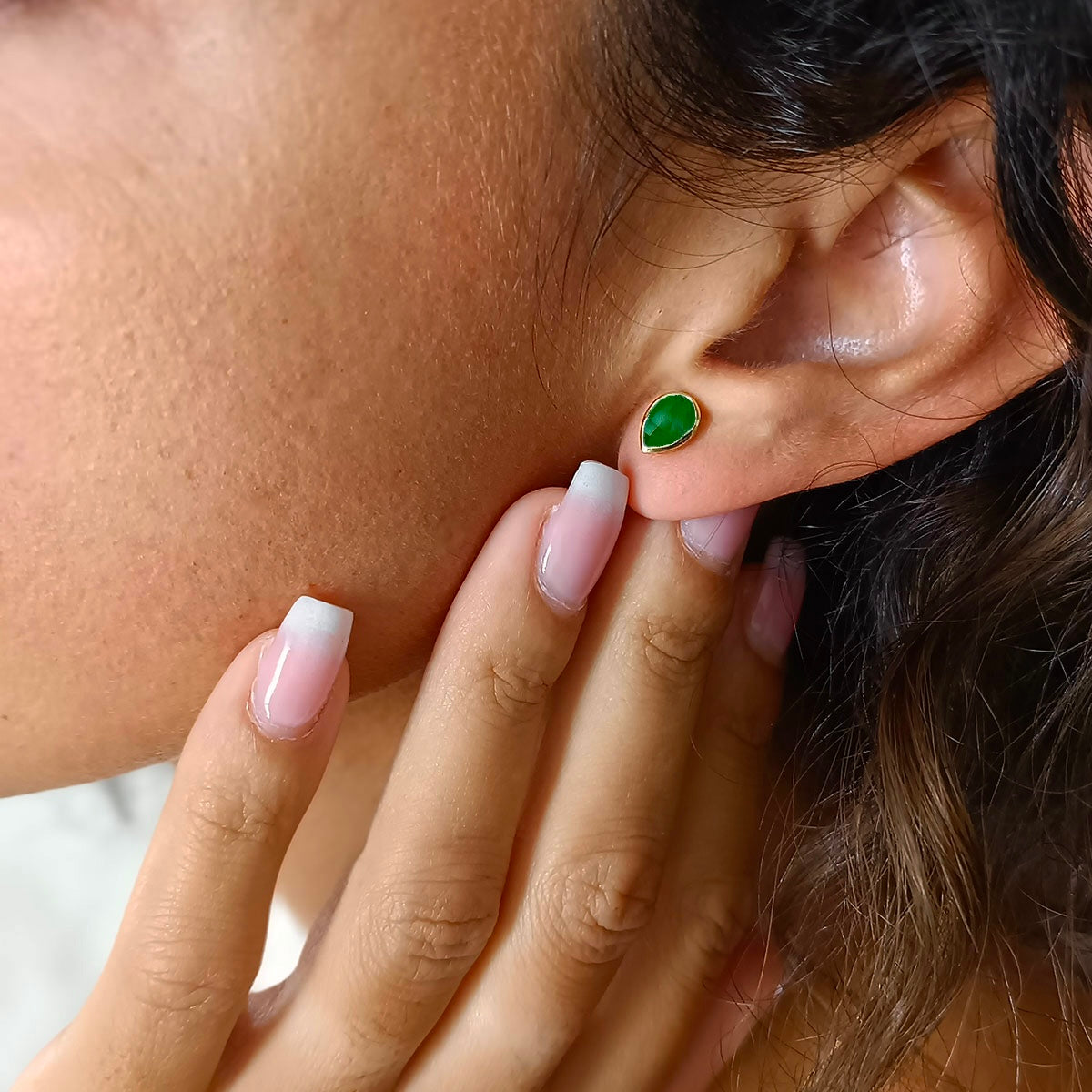 Simi Gemtone Studs with Green Onyx
