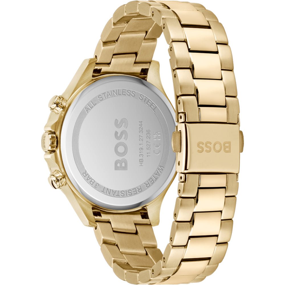 Hugo Boss Womens 1502628 Hera Gold Tone Stainless Steel Watch With Crystal Accents