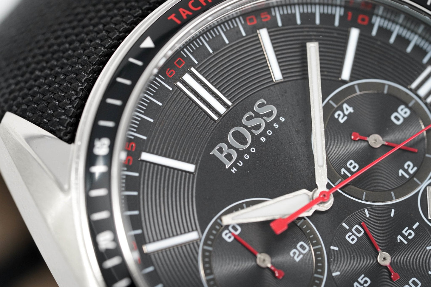 Hugo Boss Men S Watch Chronograph Black Driver Fabric Leather Hb1513087