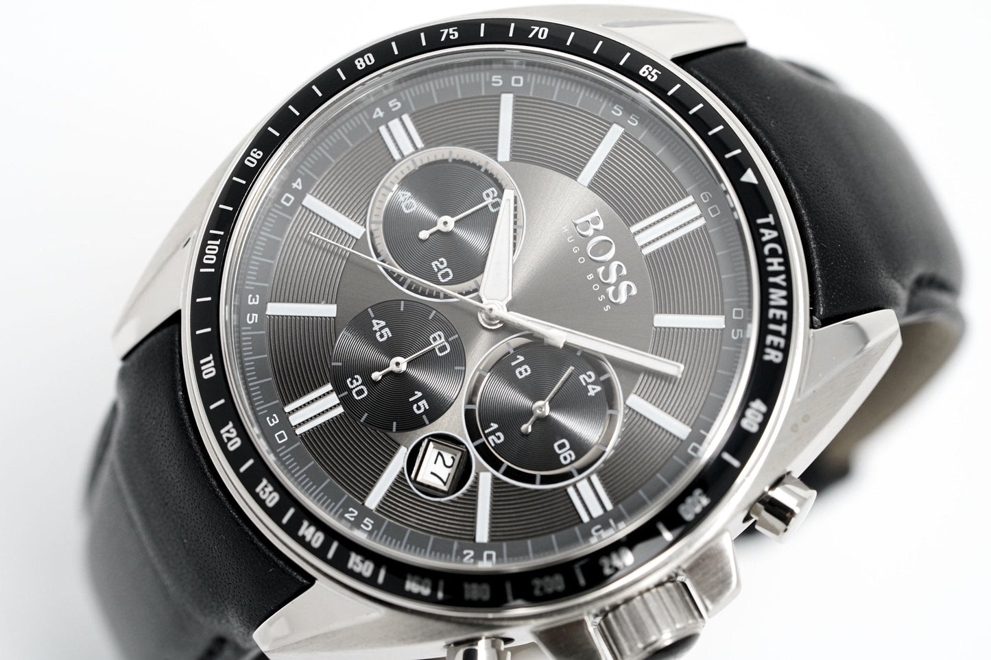 Hugo Boss Men S Watch Chronograph Black Driver Leather Hb1513085
