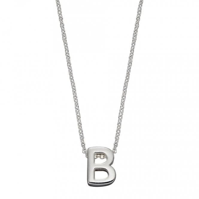 Initial B Plain Silver Initial Necklace N4429