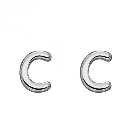 Initial C Sterling Silver Stud Earrings E6020