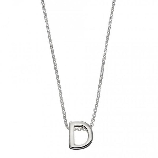 Initial D Plain Silver Initial Necklace N4431