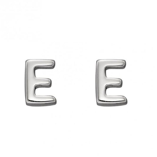 Initial E Sterling Silver Stud Earrings E6022