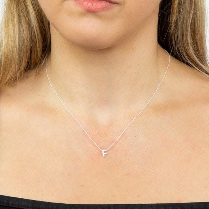 Initial F Plain Silver Initial Necklace N4433