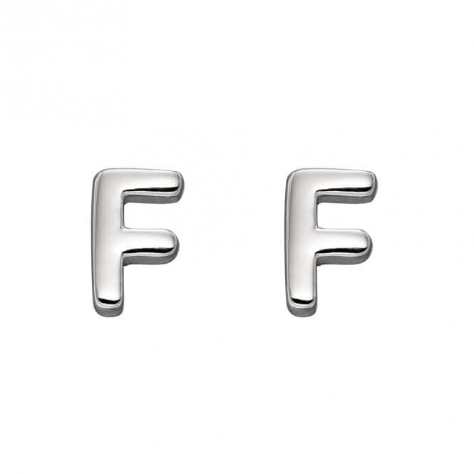 Initial F Sterling Silver Stud Earrings E6023