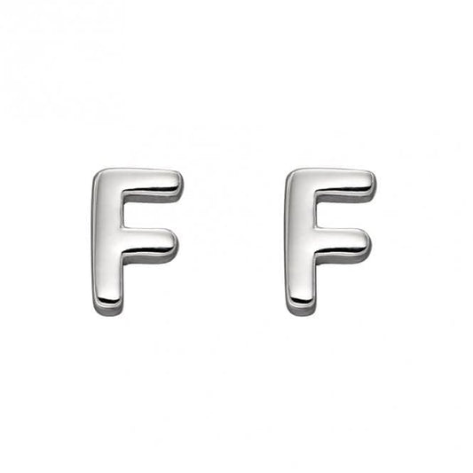 Initial F Sterling Silver Stud Earrings E6023