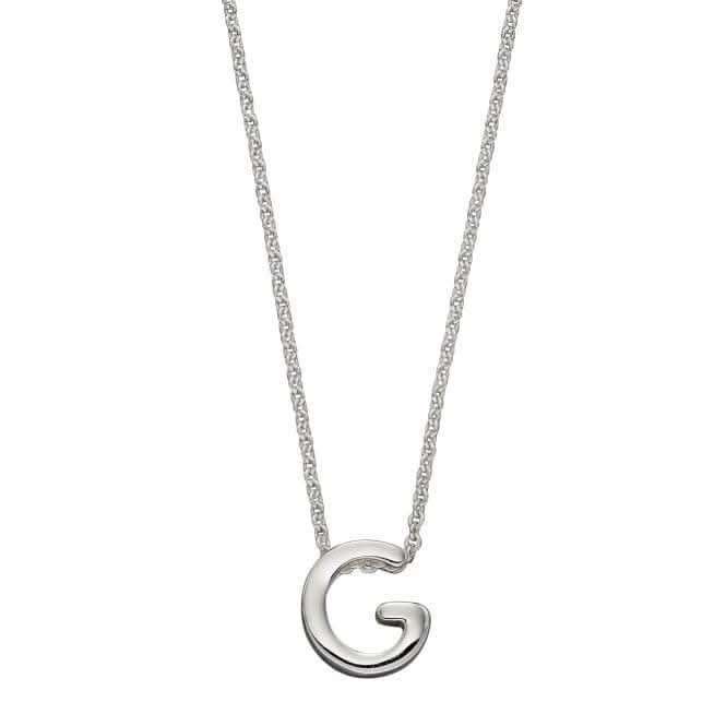 Initial G Plain Silver Initial Necklace N4434