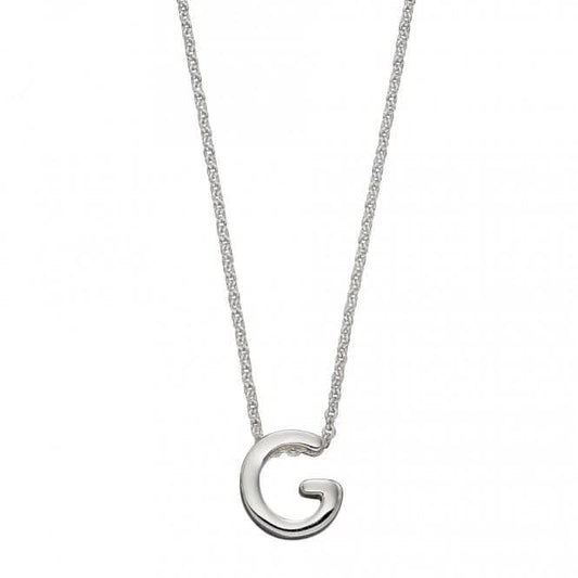 Initial G Plain Silver Initial Necklace N4434