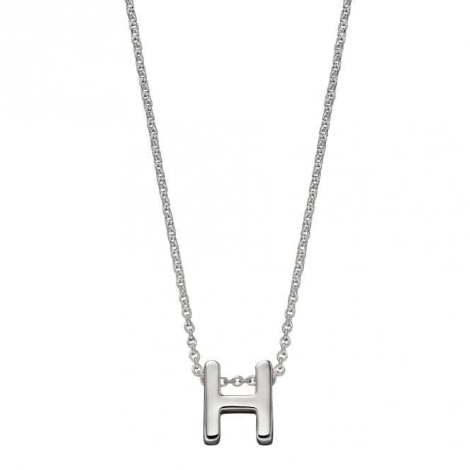 Initial H Plain Silver Initial Necklace N4435