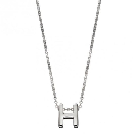Initial H Plain Silver Initial Necklace N4435