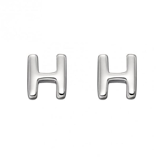 Initial H Sterling Silver Stud Earrings E6025