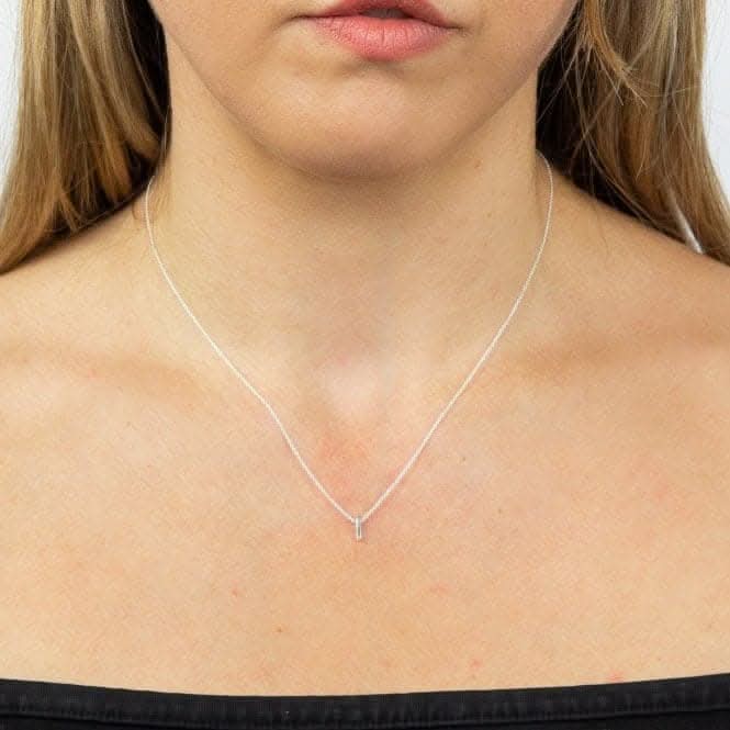 Initial I Plain Silver Initial Necklace N4436