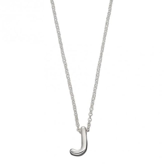 Initial J Plain Silver Initial Necklace N4437