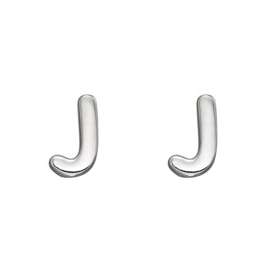 Initial J Sterling Silver Stud Earrings E6027