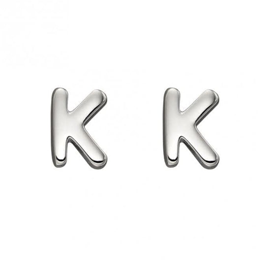 Initial K Sterling Silver Stud Earrings E6028