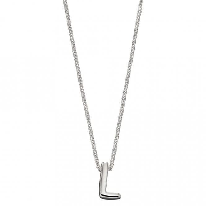 Initial L Plain Silver Initial Necklace N4439