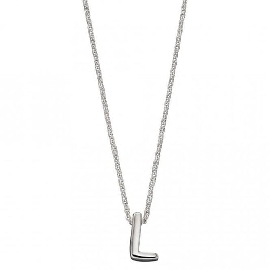 Initial L Plain Silver Initial Necklace N4439