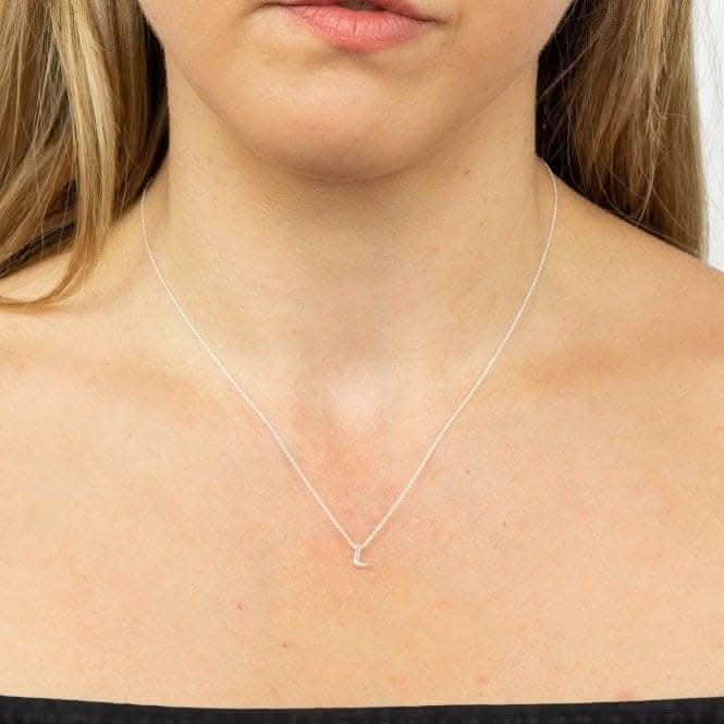 Initial L Plain Silver Initial Necklace N4439