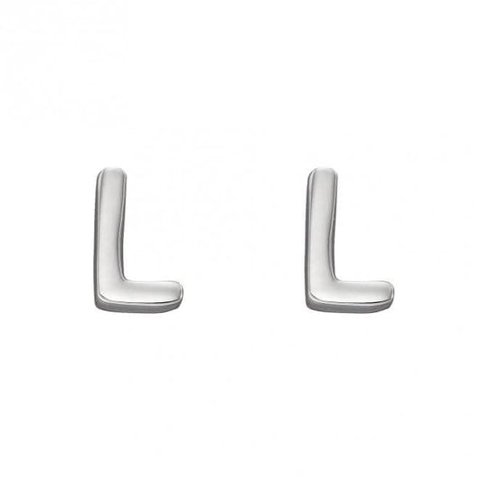 Initial L Sterling Silver Stud Earrings E6029