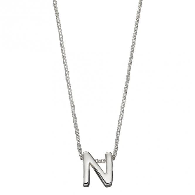 Initial N Plain Silver Initial Necklace N4441