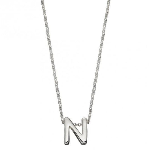 Initial N Plain Silver Initial Necklace N4441