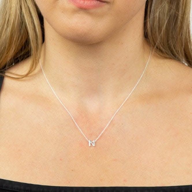 Initial N Plain Silver Initial Necklace N4441