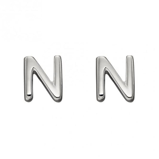 Initial N Sterling Silver Stud Earrings E6031