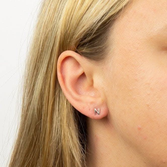 Initial N Sterling Silver Stud Earrings E6031