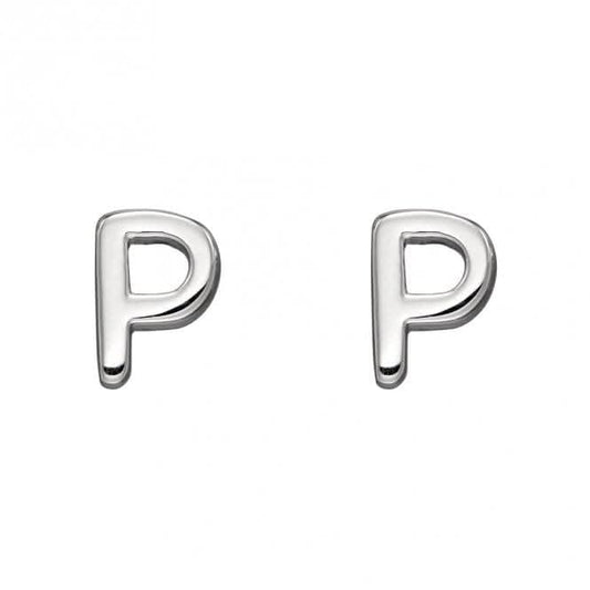 Initial P Sterling Silver Stud Earrings E6033