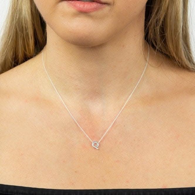 Initial Q Plain Silver Initial Necklace N4444