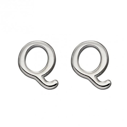 Initial Q Sterling Silver Stud Earrings E6034