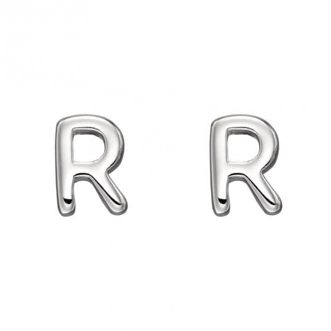 Initial R Sterling Silver Stud Earrings E6035
