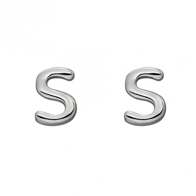 Initial S Sterling Silver Stud Earrings E6036