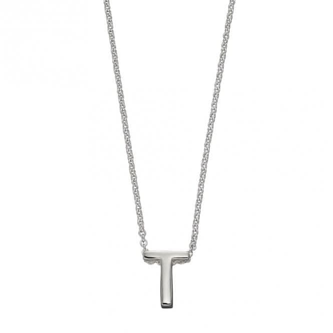 Initial T Plain Silver Initial Necklace N4447