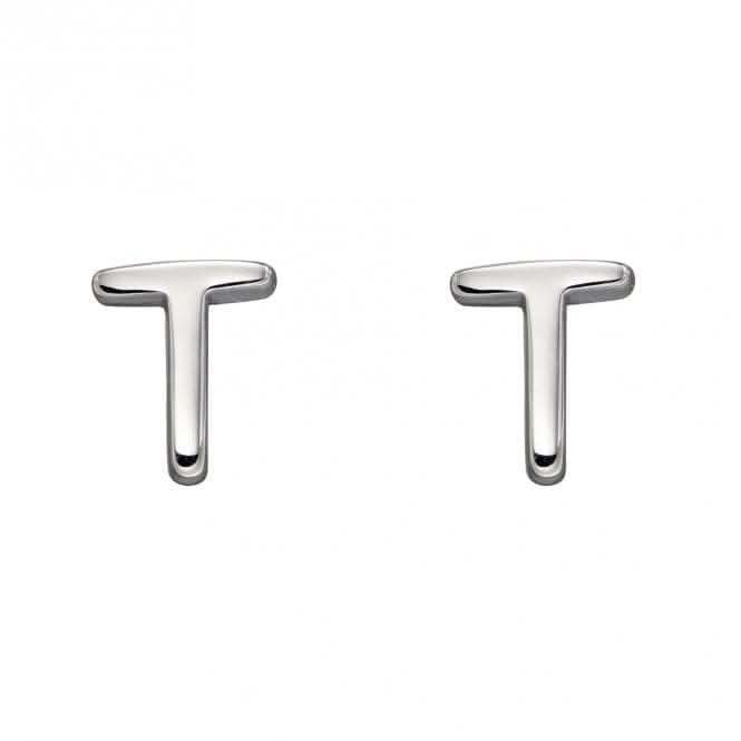Initial T Sterling Silver Stud Earrings E6037