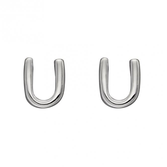 Initial U Sterling Silver Stud Earrings E6038