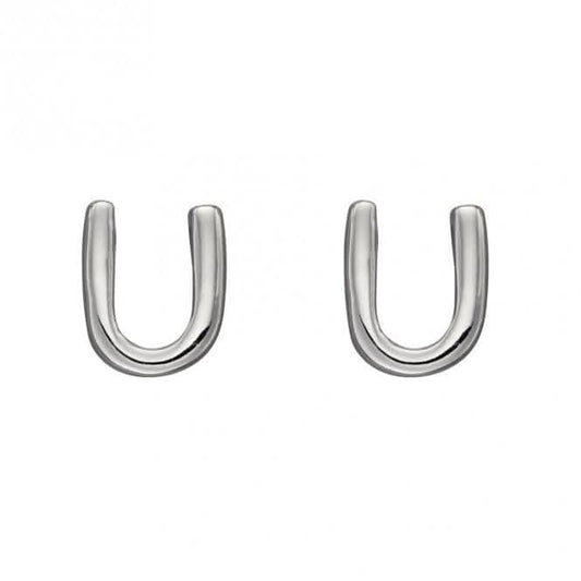 Initial U Sterling Silver Stud Earrings E6038