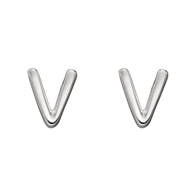 Initial V Sterling Silver Stud Earrings E6039