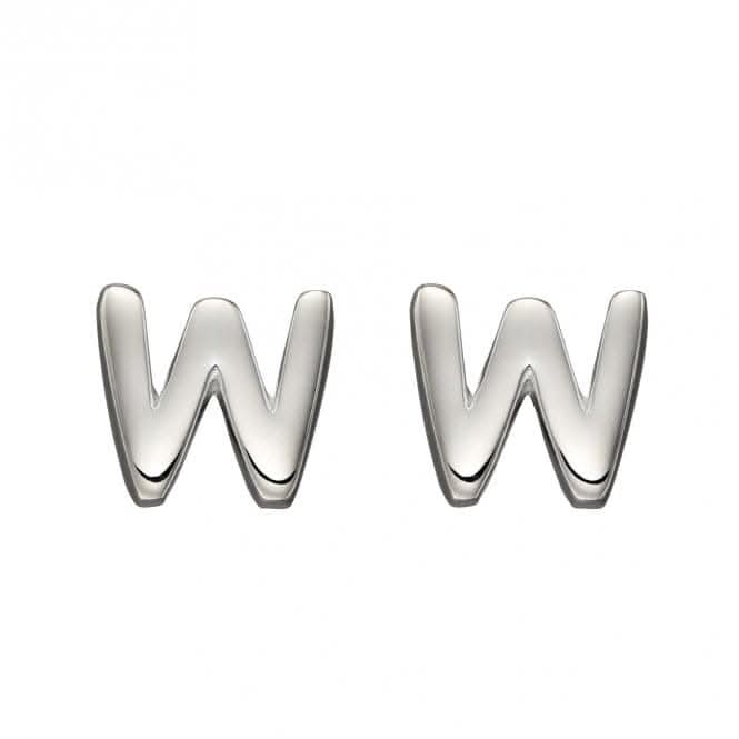 Initial W Sterling Silver Stud Earrings E6040