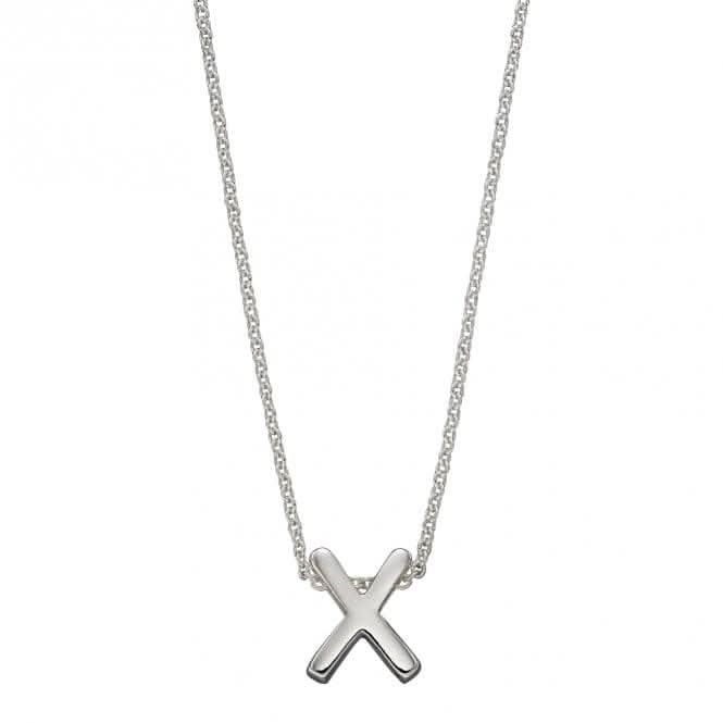 Initial X Plain Silver Initial Necklace N4451