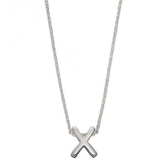 Initial X Plain Silver Initial Necklace N4451