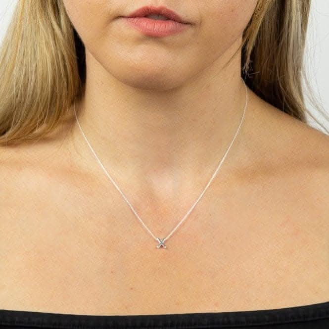 Initial X Plain Silver Initial Necklace N4451