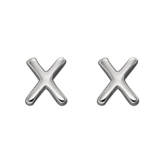 Initial X Sterling Silver Stud Earrings E6041