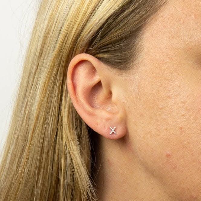Initial X Sterling Silver Stud Earrings E6041