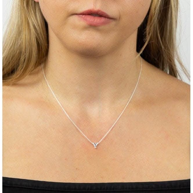 Initial Y Plain Silver Initial Necklace N4452