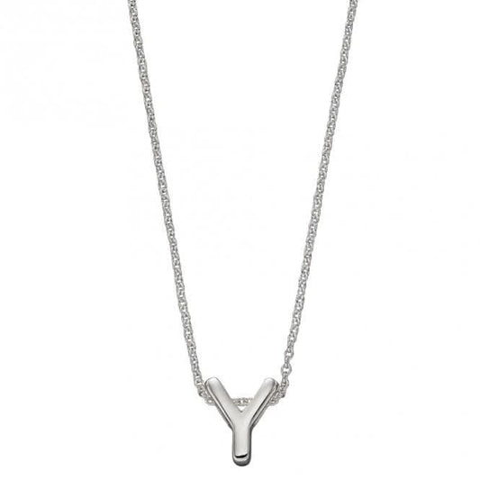 Initial Y Plain Silver Initial Necklace N4452